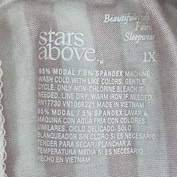 Stars Above Womens Pink & Cream Striped Top and Pants Pajama Set 1X, 2X, 3X - Picture 10 of 12